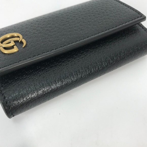 GUCCI GG Marmont 6-Ring key with key ring Key Case Leather Black/Gold - Picture 8 of 10